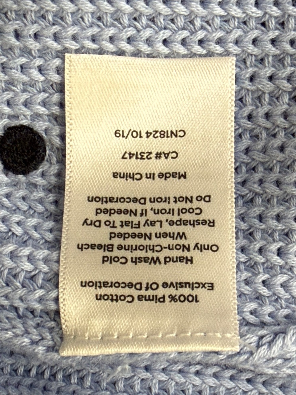 Talbots polka dot Cotton sweater, light blue, Large - Picture 4 of 5